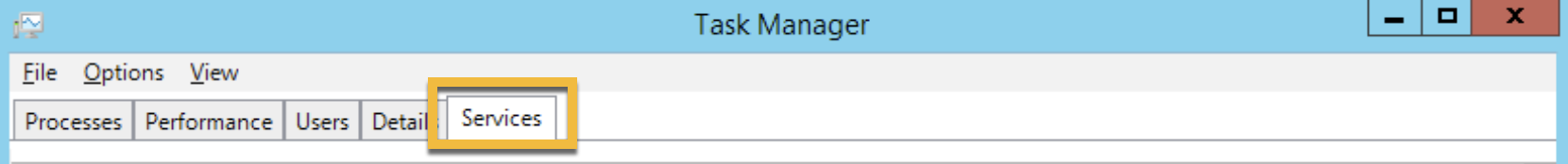 Top of Windows Task Manager window with Services tab highlighted.
