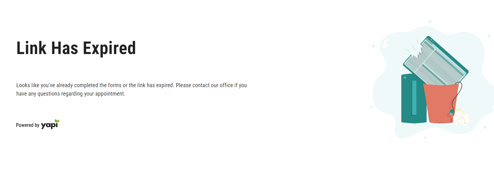 Error screen reading "Link has expired."